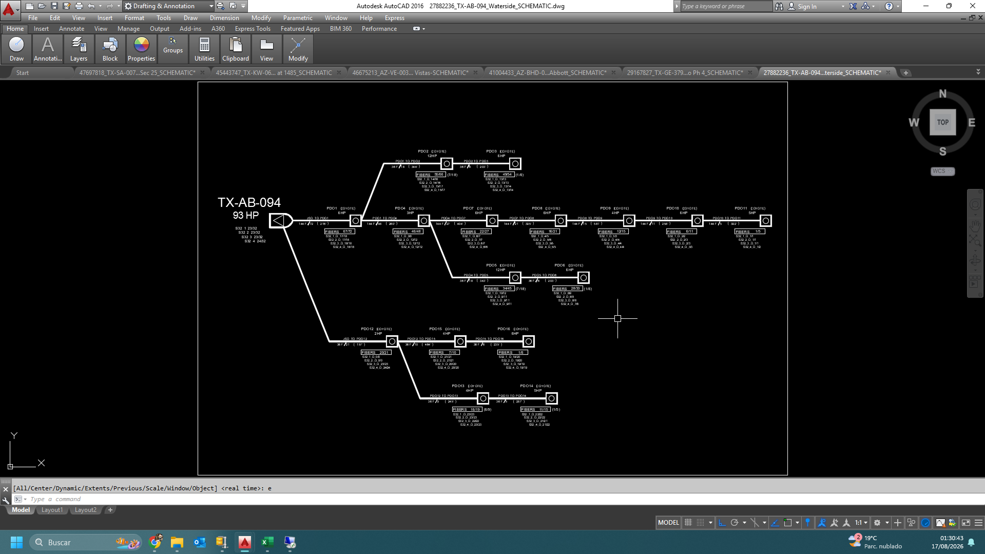 AutoCAD schematic diagram for telecommunications design
